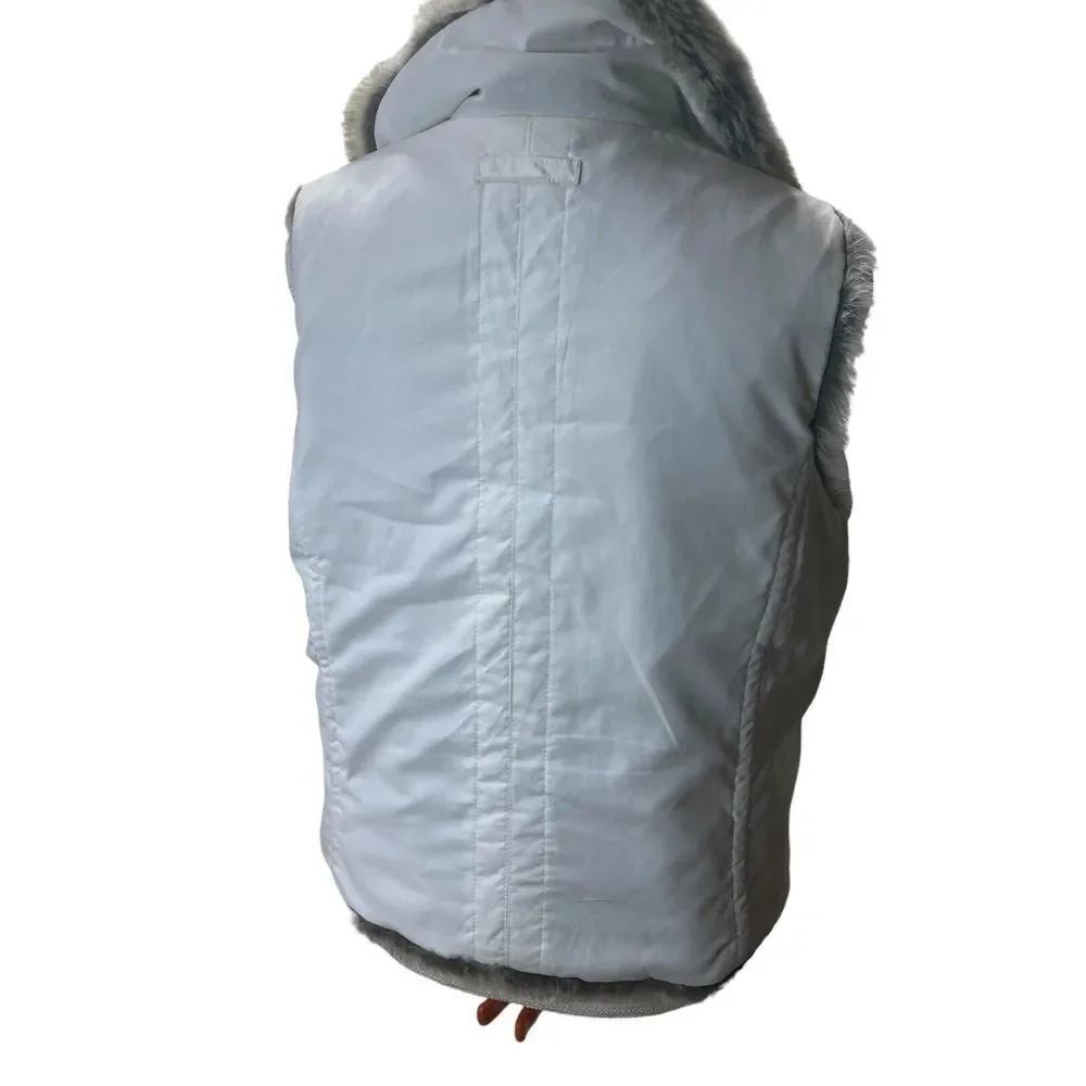 Weatherproof  Company Vest Womens‎ M Reversible Faux Fur & White Brown Animal